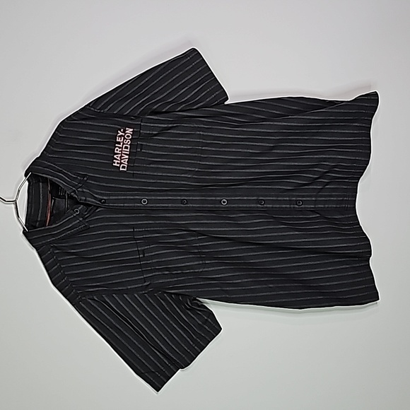 Harley Davidson XL gray short sleeve button down shirt - Picture 1 of 7